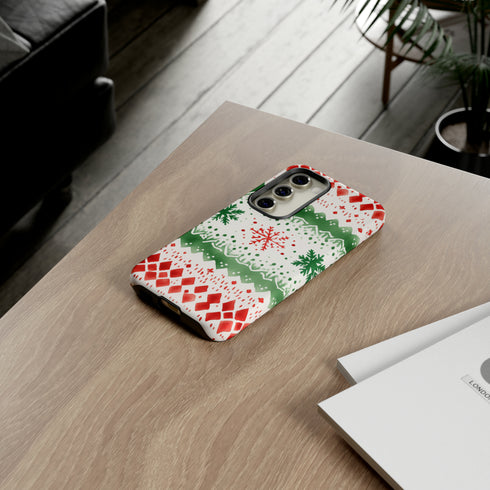 Watercolor Christmas Knitting - Impact Resistant Phone Case
